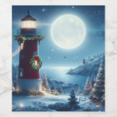 Nautic Christmas Leuchtturm Weinetikett (Einzelnes Label)