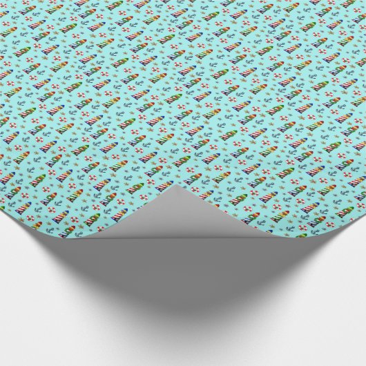 Nautic Christmas Lighthouse Muster Geschenkpapier (Ecke)