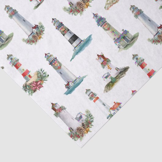 Nautic Christmas Lighthouses White Seidenpapier (Ausschnitt)