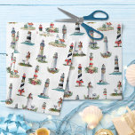 Nautic Christmas Lighthouses White Seidenpapier<br><div class="desc">Dieses Weihnachtspapier an der Küste ist perfekt für Weihnachtsentweihungen, Kunsthandwerk und festliche Geschenkverpackungen geeignet. Es weist ein Muster von Aquarellleuchten auf, die für die Ferien dekoriert sind, mit weißem Hintergrund. Bitte Karo aus der Kollektion für passende Produkte. Wenn Sie mehr passende Produkte oder andere Farbwege wünschen, kontaktieren Sie mich bitte...</div>