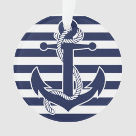 Nautic Christmas Ornament Blue Acrylic Anchor