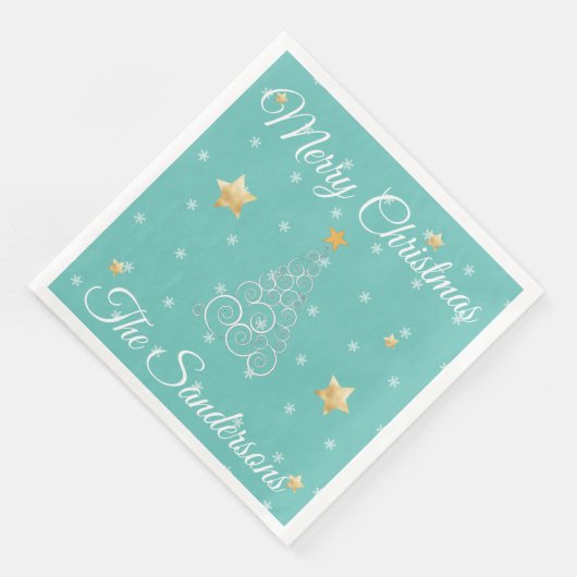 Nautic Christmas Wave tree blue Serviette (Ecke)