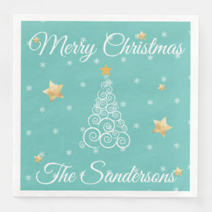 Nautic Christmas Wave tree blue Serviette