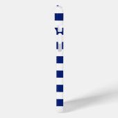 Nautic Chrome Mermaid auf Navy Stripes Print Case-Mate iPhone Hülle (Rückseite / Links)