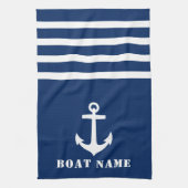 Nautic Classic Anchor Ihr Boot Name Navy Blue Geschirrtuch (Vertikal)