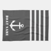 Nautic Classic Anchor Ihr Bootname Grau White Geschirrtuch (Horizontal)