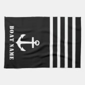 Nautic Classic Anchor Ihr Bootname Schwarz-weiß Geschirrtuch (Horizontal)