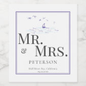 Nautic Classic Frame Navy Mr. Wedding Weinetikett (Einzelnes Label)