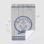 Nautic Coastal Anchor Name Navy Blue Golfhandtuch (Insitu)