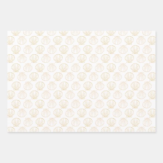 Nautic Coastal Beach Chic Gold Seashell Muschel Geschenkpapier Set (Vorderseite 3)