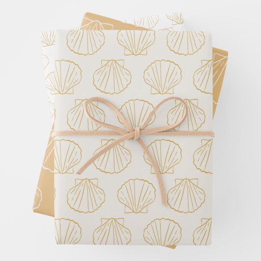 Nautic Coastal Beach Chic Gold Seashell Muschel Geschenkpapier Set (Beispiel)