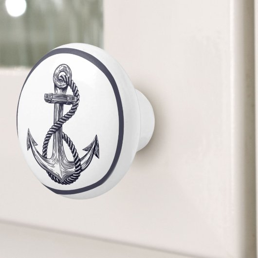 Nautic Coastal Beach House Gray Ship Anchor Keramikknauf