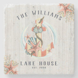 Nautic Coastal Beach House | Rustikaler Anker Steinuntersetzer