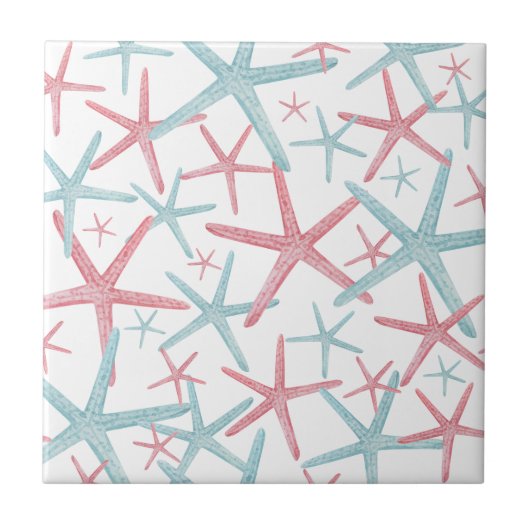 Nautic Coastal Beach Pattern Fliese (Vorderseite)