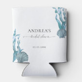 Nautic Coastal Blue Muschel Brautparty Gefallen Dosenkühler (Rückseite)