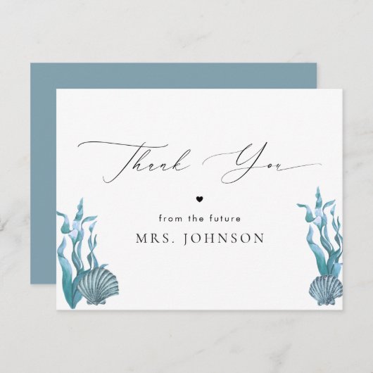 Nautic Coastal Blue Muschel Danke Karte (Vorne/Hinten)