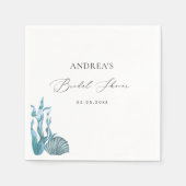 Nautic Coastal Blue Muschel Summer Brautparty Serviette (Vorderseite)