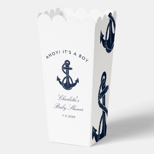 Nautic Coastal Navy Blue Anchor Baby Dusche Geschenkschachtel (Vorderseite)