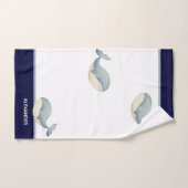 Nautic Coastal Navy Blue Gray White Whale Badhandtuch Set (Handtuch)