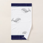 Nautic Coastal Navy Blue Gray White Whale Badhandtuch Set (Handtuch)