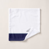 Nautic Coastal Navy Blue Gray White Whale Badhandtuch Set (Waschlappen)
