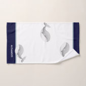 Nautic Coastal Navy Blue Gray White Whale Badhandtuch Set (Handtuch)
