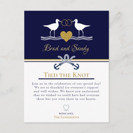 Nautic Coastal Navy Blue Sandpiper Brautparty Ankündigungspostkarte (Vorderseite)