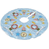 Nautic, Coastal Thema Weihnachtsbaumrock Leinenimitat Weihnachtsbaumdecke (Schrägansicht)