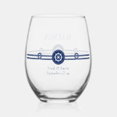 Nautic Coastal Wedding Bridesmaid Weinglas Ohne Stiel (Rückseite)