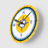 Nautic Compas Blau, Weiß, Gold Wall Uhr (Winkel)