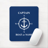 Nautic Compass Anchor Captain oder Bootsname Navy Mousepad (Mit Mouse)