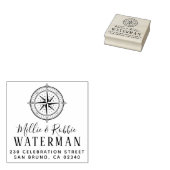 Nautic Compass Coastal Wedding Rücksendeadresse Gummistempel (Stempel)