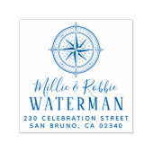 Nautic Compass Coastal Wedding Rücksendeadresse Permastempel (Design)
