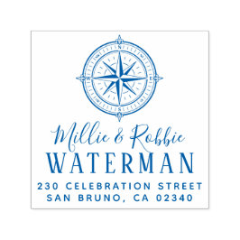 Nautic Compass Coastal Wedding Rücksendeadresse Permastempel