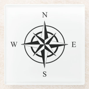 Nautic Compass Face Glasuntersetzer