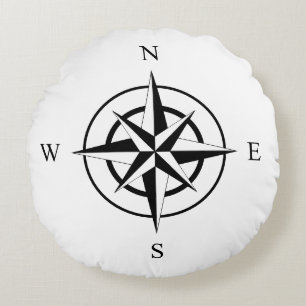 Nautic Compass Face Rundes Kissen