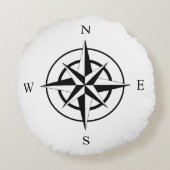Nautic Compass Face Rundes Kissen (Rückseite)