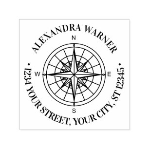 Nautic Compass Rose 3 Name Rücksendeadresse Permastempel