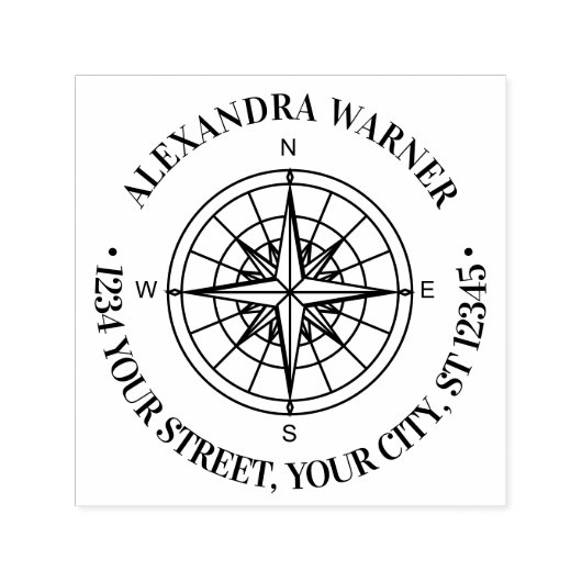Nautic Compass Rose 3 Name Rücksendeadresse Permastempel (Design)