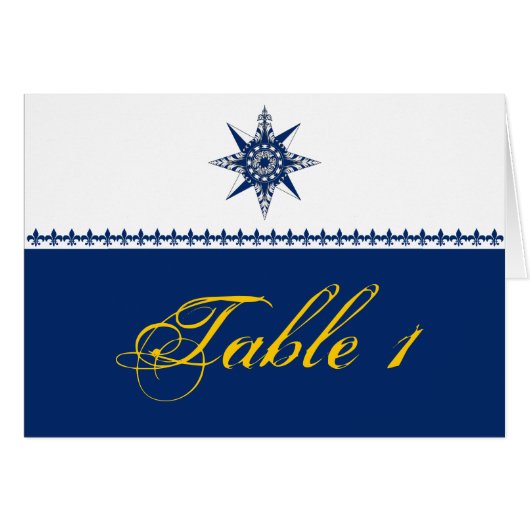 Nautic Compass Rose Navy Hochzeitsszension Tischnu (Vorderseite (Horizontal))