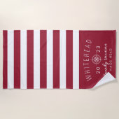 Nautic Compass Rose Stripe Red Monogram Strandtuch (Vorderseite)