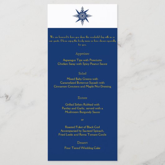 Nautic Compass Yellow Wedding Menu Menükarte (Vorderseite)