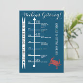 Nautic Crab Bachelorette Weekend Erscheinen Einladung (Stehend Vorderseite)