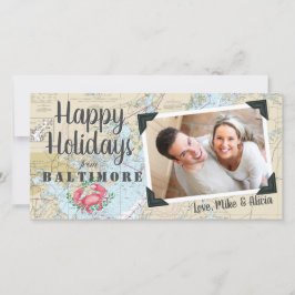 Nautic Crab + Chesapeake Maryland Bay Foto Feiertagskarte