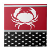 Nautic Crab Mit Monogramm Red Schwarz-weiß Cerami Fliese (Vorderseite)