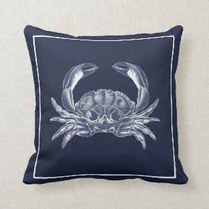 Nautic Crab Navy Blue White Kissen
