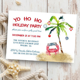 Nautic Crab Tropical Palm Holiday Party Einladung