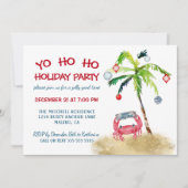 Nautic Crab Tropical Palm Holiday Party Einladung (Vorderseite)