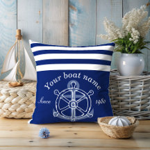 Nautic Custom Boat Name Anchor Wheel Navy Blue