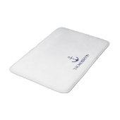 Nautic Custom Boat Name navvvy blauer Anker weiß Badematte (Schrägansicht)